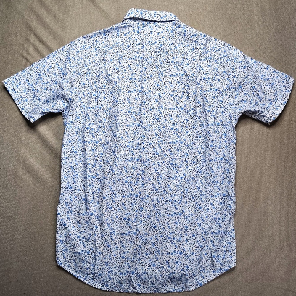 Uniqlo x Liberty of London Shirt Mens L Blue Ditsy Floral Short Sleeve Button Up - Picture 4 of 7